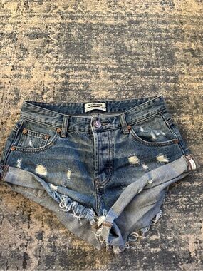 One X Teaspoon Distressed Denim Jean Shorts in Light Blue